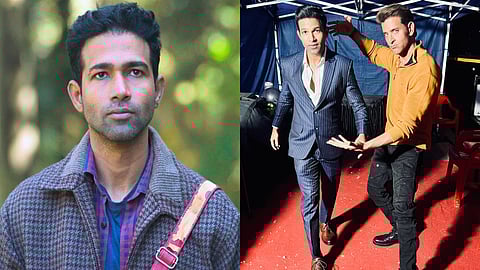 Vinod Rawat's still from the film (Left) and his photo with Hrithik Roshan (Right)