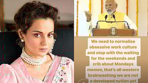 Kangana Ranaut (left) and a screenshot from her Instagram story