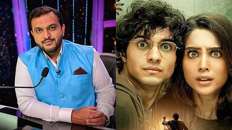 Aditya Sarpotdar (left) and a poster from Munjya