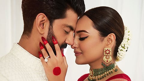 Sonakshi Sinha and Zaheer Iqbal in pic from the reception photoshoot