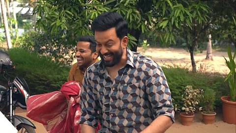 Basil Joseph and Prithviraj Sukumaran at the sets of Guruvayoorambala Nadayil