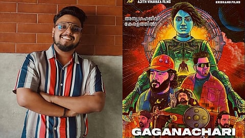 Siva Sai (L). Poster of Gaganachari.