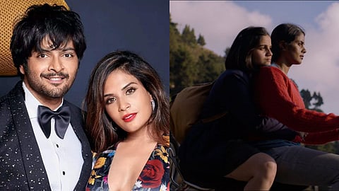 Ali Fazal and Richa Chadha and a still from Girls Will Be Girls
