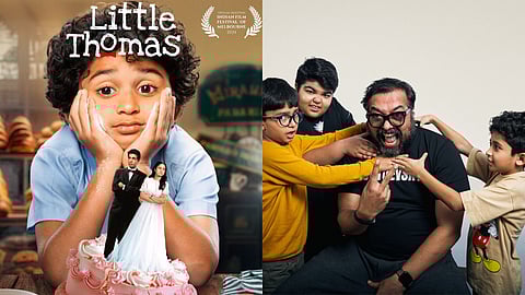 Poster of the film and Anurag Kashyap with child actors from the film