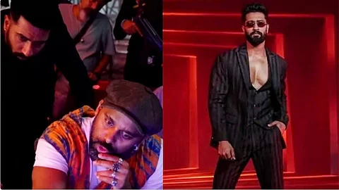 Bosco Martis and Vicky Kaushal behind-the-scenes of 'Tauba Tauba' (left) and Vicky in the music video