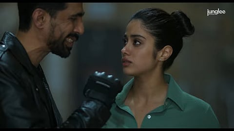 Janvhi Kapoor and Gulshan Devaiah in a still from the trailer