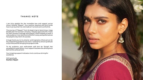 Dushara on Raayan: I thank Dhanush for his guidance and vision