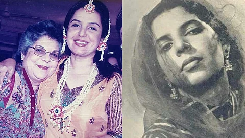 Farah Khan with mother Menaka Irani (left) and a young Menaka