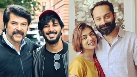 (L to R) Mammootty, Dulquer Salmaan, Nazriya Nazim, Fahadh Faasil
