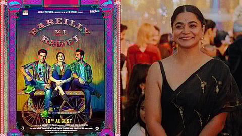A poster from Bareilly Ki Barfi (left) and Ashwiny Iyer Tiwari