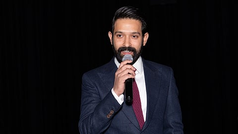 Vikrant Massey speaking at the post-screening discussion