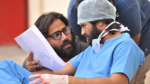 A still from the making of Arjun Reddy