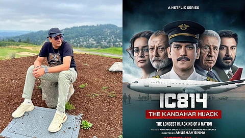 Mukesh Chhabra (left) and a poster from IC 814: The Kandahar Hijack