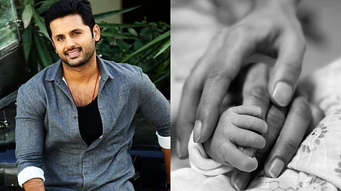Actor Nithiin with new-born
