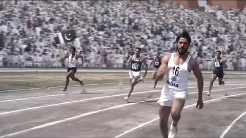 Farhan Akhtar in a scene from Bhaag Milkha Bhaag
