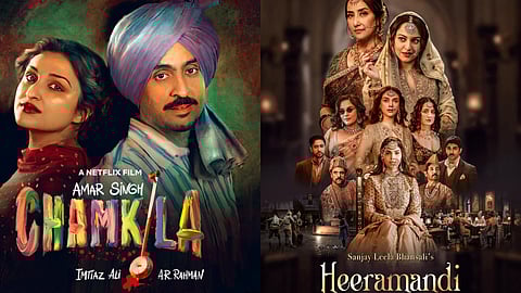 The poster of Amar Singh Chamkila and Heeramandi