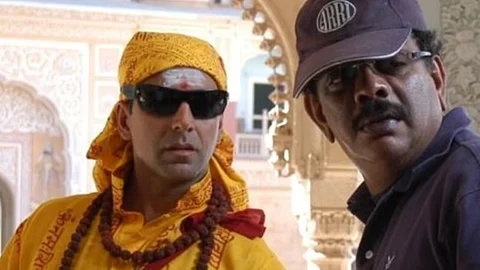 Akshay Kumar and Priyadarshan on the sets of Bhool Bhulaiyaa