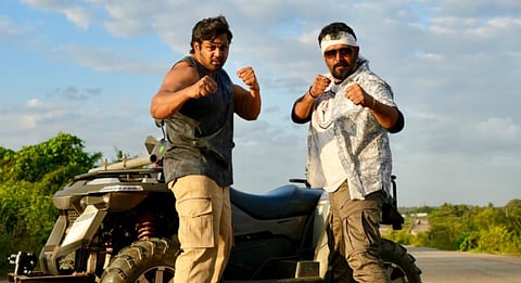 Stunt choreographer Ravi Varma along with Dhruva Sarja
