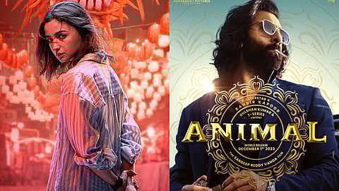 Alia Bhatt in Jigra (left) and a poster from Animal