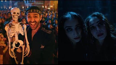 Kartik Aaryan, Vidya Balan and Madhuri Dixit in the trailer