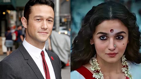 Joseph Gordon-Levitt (L) and Alia Bhatt in Gangubai Kathiawadi (R)