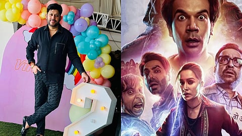 Raaj Shaandilyaa (left) and a poster from Stree 2