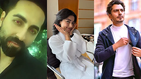 (from left) Ayushmann Khurrana, Rashmika Mandanna and Nawazuddin Siddiqui