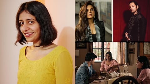 (from left) Shuchi Talati, Richa Chadha, Ali Fazal and a scene from Girls Will Be Girls