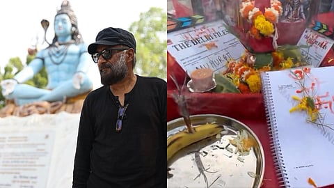 Vivek Agnihohtri (left) and a still from a video of a pooja before beginning the shoot of the film