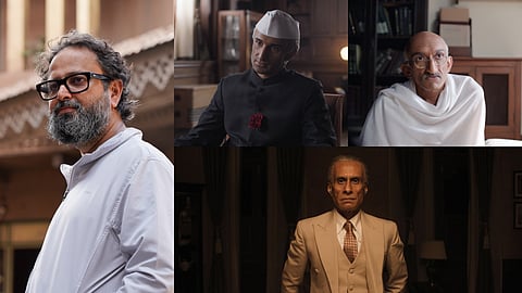 (clockwise from left) Nikkhil Advani, Sidhant Gupta as jawaharlal Nehru, Chirag Vphra as Mahatma Gandhi and Arif Zakaria as Muhammad Ali Jinnah