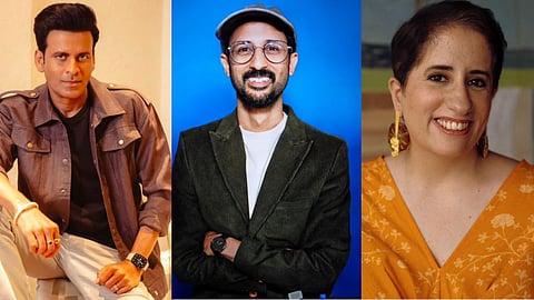 (from left) Manoj Bajpayee, director Raam Reddy, and producer Guneet Monga Kapoor
