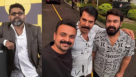 (L to R) Mahesh Narayanan, Kunchacko Boban, Mammootty, Mohanlal