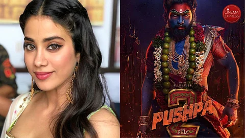 Janhvi Kapoor (L) and Pushpa 2 poster (R)