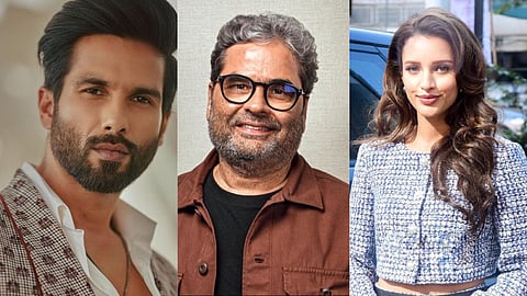 Shahid Kapoor (L), Vishal Bhardwaj (M) and Triptii Dimri (R)