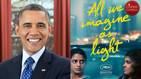 Barack Obama (L) and All We Imagine As Light poster (R)