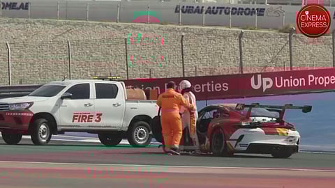 Ajith's race car crashes during practice session