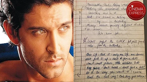 Hrithik Roshan (left) and a screenshot of the notes he shared on X