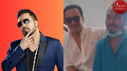 Mika Singh (L), Saif Ali Khan and the auto-driver