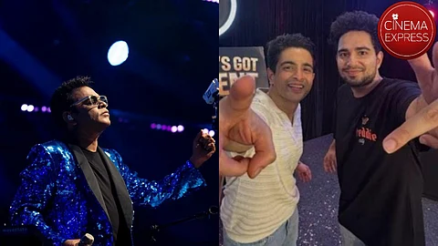 AR Rahman (left) and Ranveer Allahbadia and Samay Raina