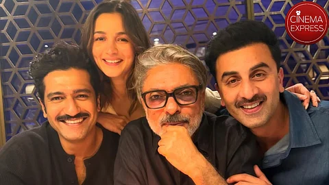 (from left) Vicky Kaushal, Alia Bhatt, Sanjay Leela Bhansali and Ranbir Kapoor