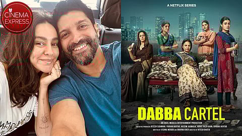 Farhan and Shibani Akhtar (left) a poster from Dabba Cartel