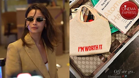 Alia Bhatt at the airport (L) and a screenshot from her Instagram stories (R)