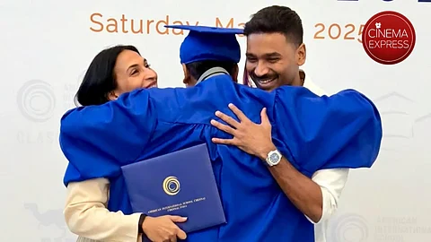 Dhanush shares pictures from son Yathra's convocation with Aishwarya Rajinikanth