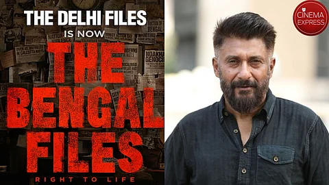 The Bengal Files poster (L) and Vivek Agnihotri (R)