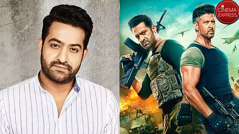 Jr NTR (L) and War 2 poster (R)