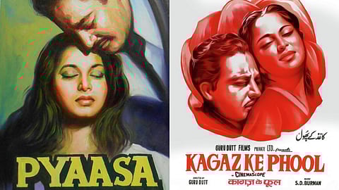 Posters of Guru Dutt's Pyaasa (L) and Kaagaz Ke Phool (R)