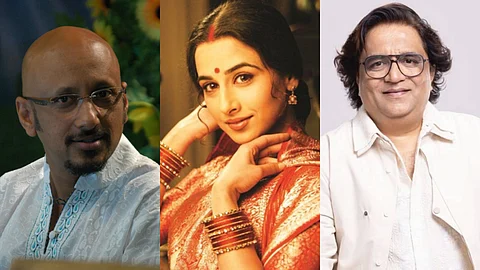 From L to R: Shantanu Moitra, Vidya Balan and Swanand Kirkire on Parineeta's music album