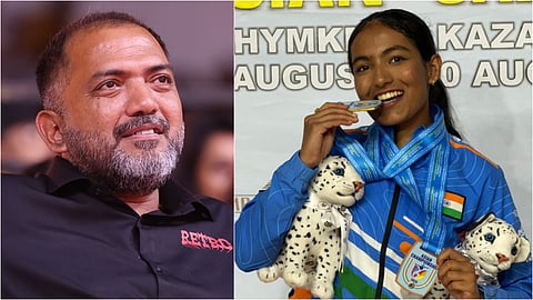 Rajsekar Pandian at Retro event (L) and Anthra at Asian Shooting Championship