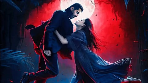Ayushmann Khurrana and Rashmika Mandanna in Thamma poster