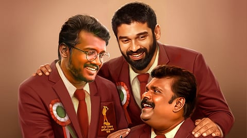 From L to R: Mari Selvaraj, Dhruv Vikram, and Manathi Ganesan